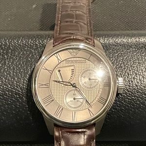 Emporio Armani 43mm Automatic Leather Strap Watch